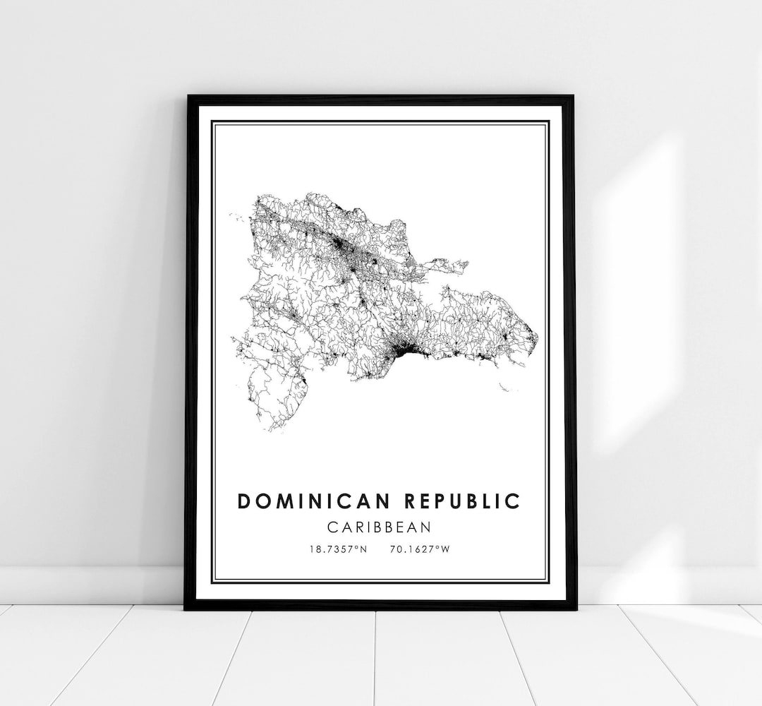 Dominican Republic Map Print Poster Canvas | Careebean Map Print Poster ...