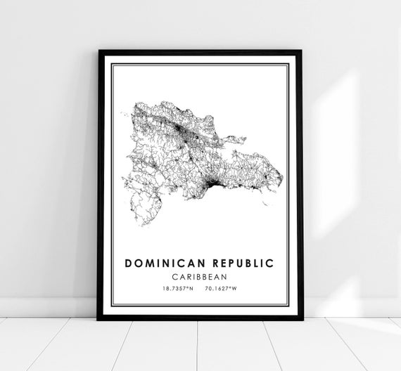 Dominican Republic Map Print Poster Canvas Careebean Map - Etsy