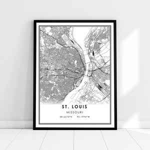 St. Louis map print poster canvas | Missouri map print poster canvas | St. Louis city  map print poster canvas