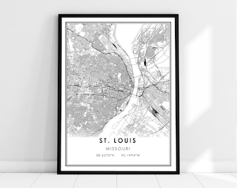 St. Louis map print poster canvas | Missouri map print poster canvas | St. Louis city  map print poster canvas