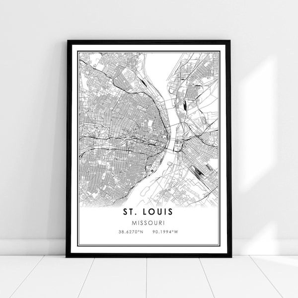 St. Louis map print poster canvas | Missouri map print poster canvas | St. Louis city  map print poster canvas