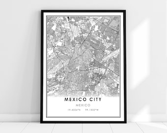 Mexico City map print poster canvas | Mexico map print poster canvas | Mexico City city map print poster canvas