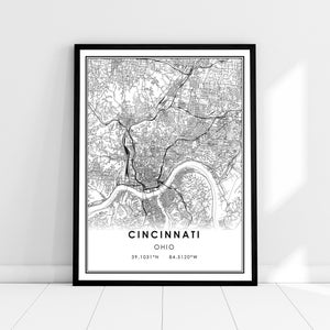 Cincinnati map print poster canvas | Ohio map print poster canvas | Cincinnati city map print poster canvas