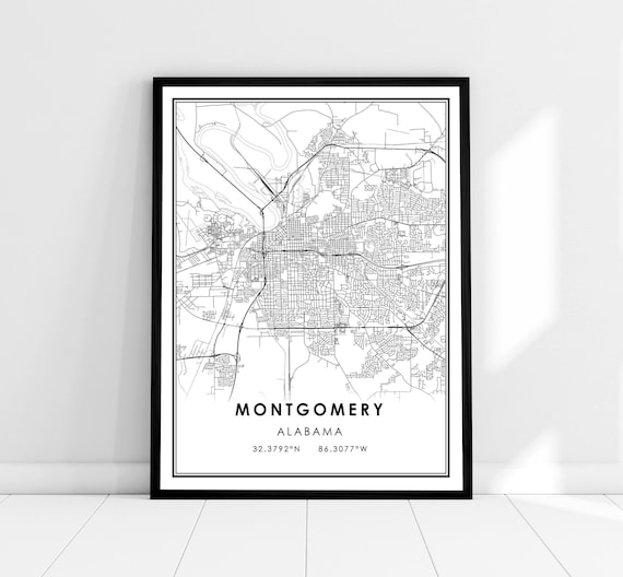 Montgomery Alabama Map Print Poster Canvas Alabama Map Print - Etsy