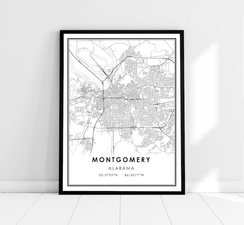 Montgomery Alabama Map Print Poster Canvas Alabama Map Print - Etsy