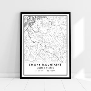 Smoky Mountains map print poster canvas |  United States map print poster canvas | Smoky Mountains city map print poster canvas