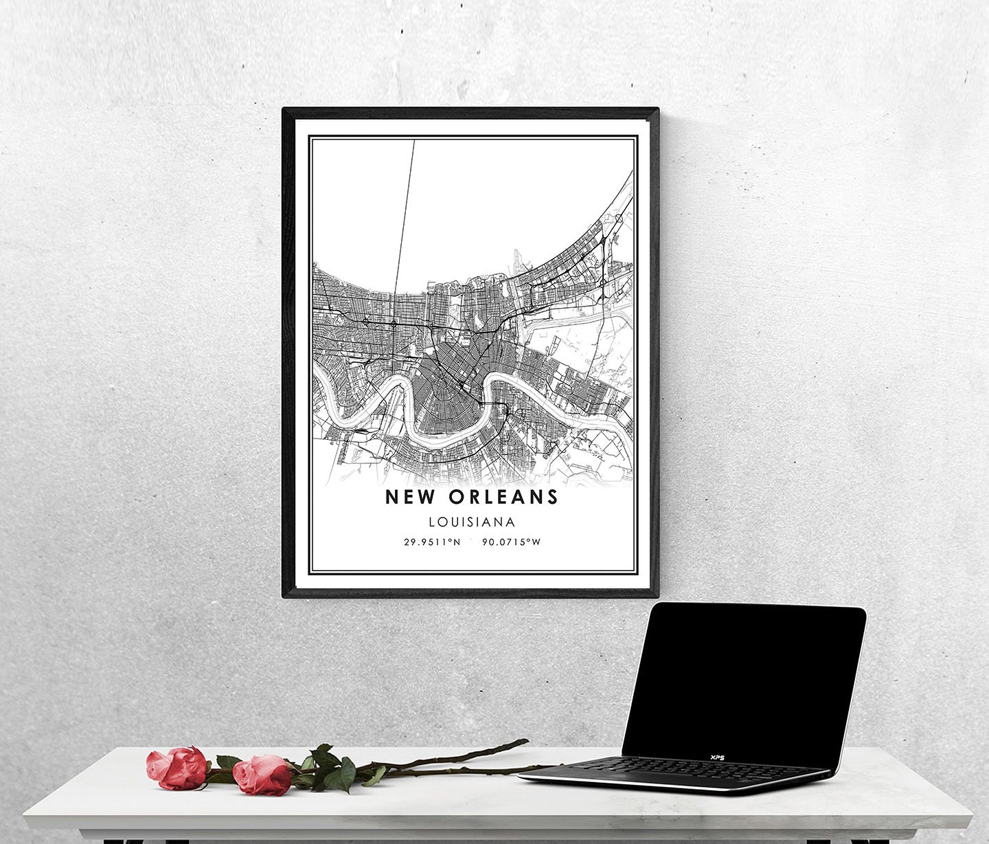 New Orleans map print poster canvas New Orleans city map Etsy