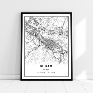 Bilbao map print poster canvas | Spain map print poster canvas | Bilbao city map print poster canvas