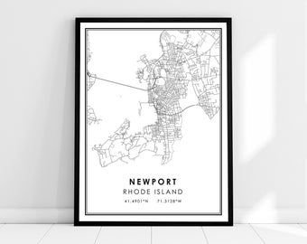 Newport map print poster canvas | Rhode Island map print poster canvas | Newport city map print poster canvas