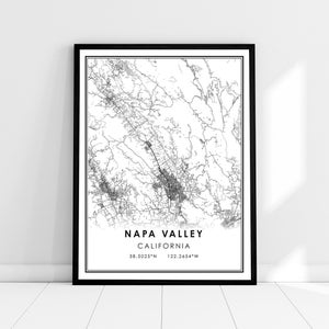 Napa Valley map print poster canvas | California map print poster canvas | Napa Valley city map print poster canvas