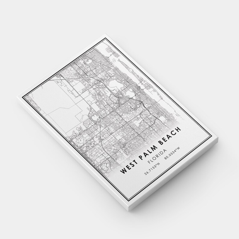 West Palm Beach Map Print Poster Canvas | Florida Map Print Poster ...