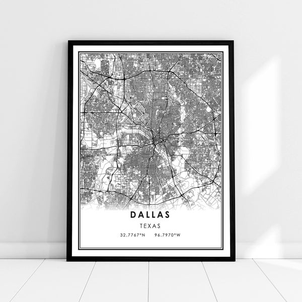 Dallas map print poster canvas | Texas map print poster canvas | Dallas city map print poster canvas