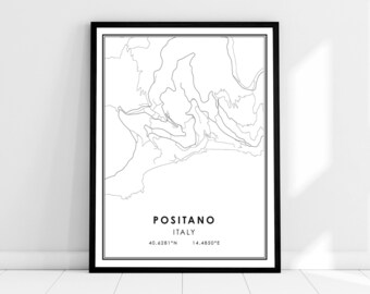 Positano map print poster canvas | Italy map print poster canvas | Positano city map print poster canvas