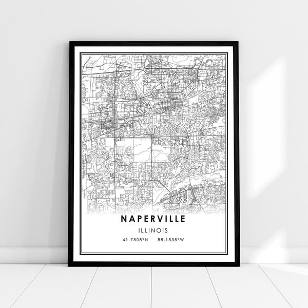 Naperville map print poster canvas | Illinois map print poster canvas | Naperville city map print poster canvas