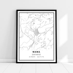 Wawa map print poster canvas | Ontario map print poster canvas | Wawa city map print poster canvas