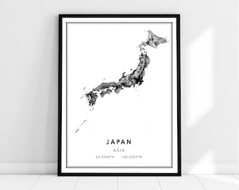 Japan map print poster canvas | Japan road map print poster canvas