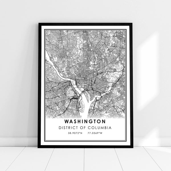 Washington map print poster canvas | Washington dc city map print poster canvas | District of Columbia print poster canvas