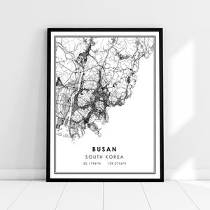 Busan map print poster canvas | South Korea map print poster canvas | Busan city map print poster canvas