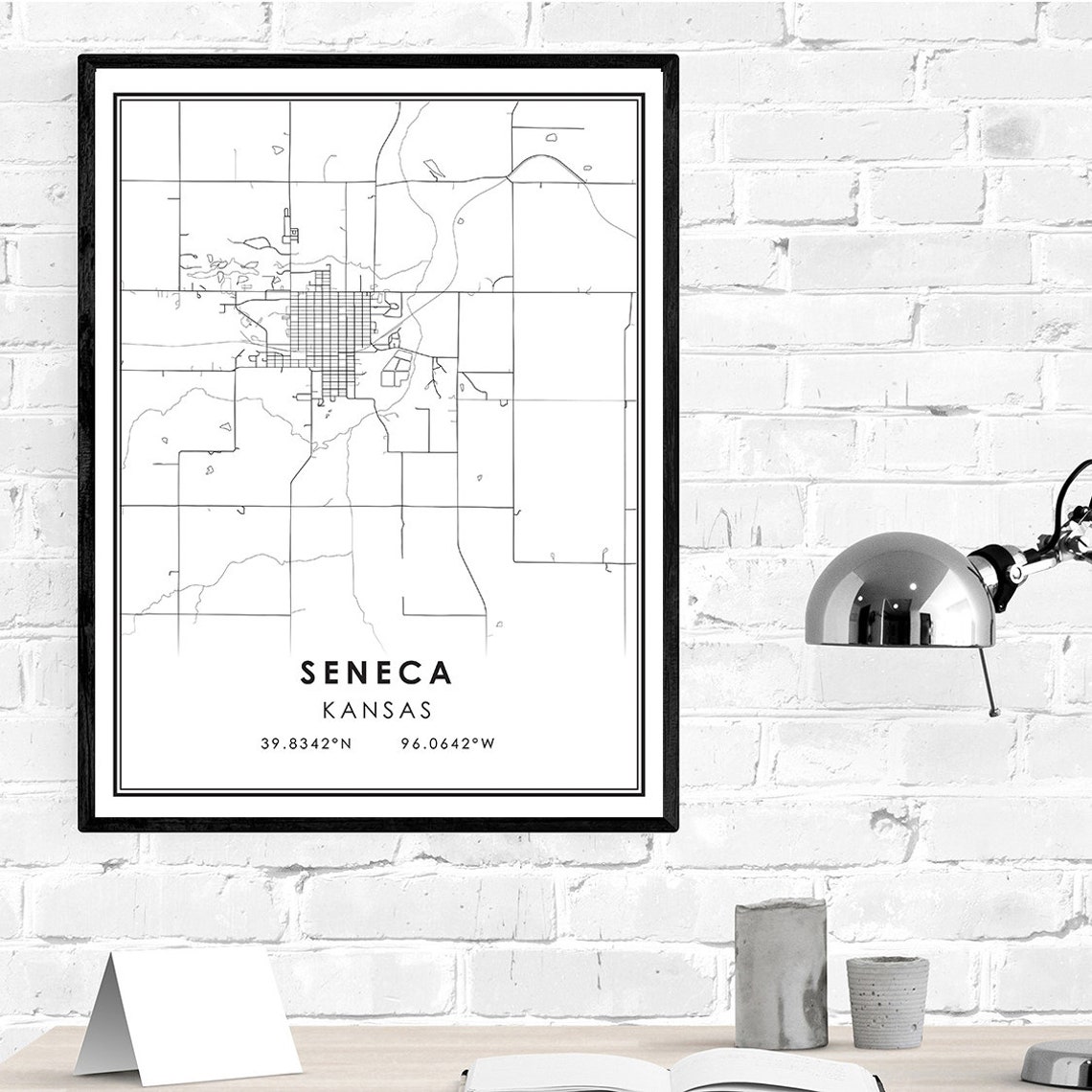 Seneca map print poster canvas Kansas map print poster Etsy
