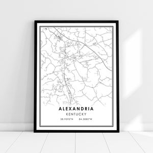 Alexandria map print poster canvas | Kentucky map print poster canvas | Alexandria city map print poster canvas