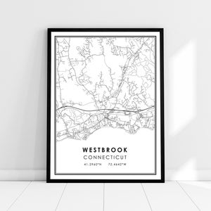 Westbrook map print poster canvas | Connecticut map print poster canvas | Westbrook map print poster canvas