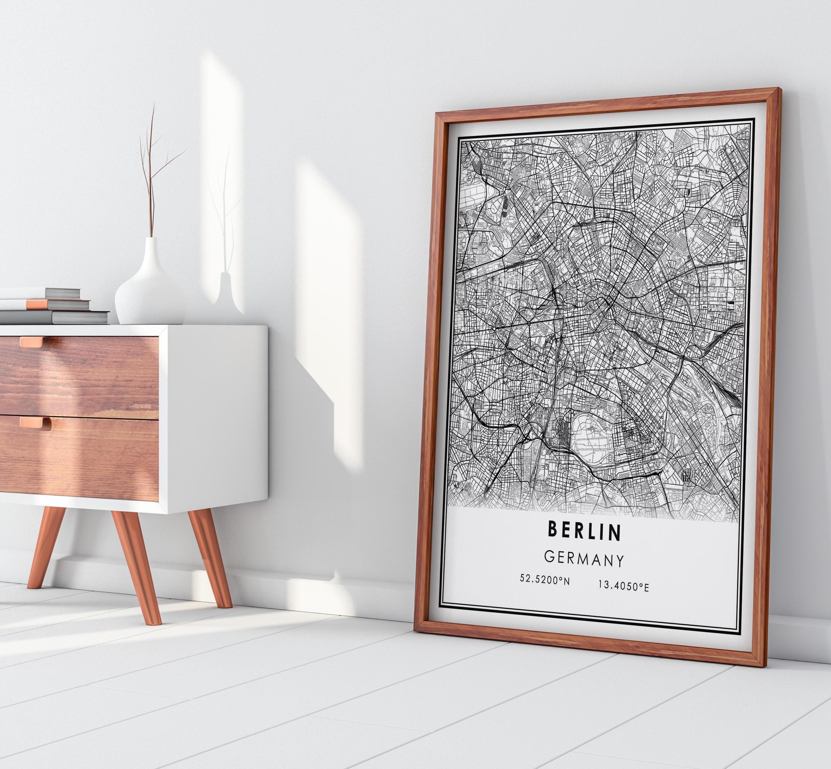 Berlin Map Print Poster Canvas Germany Map Print Poster - Etsy