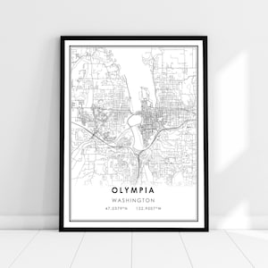 Olympia map print poster canvas | Washington map print poster canvas | Olympia city map print poster canvas