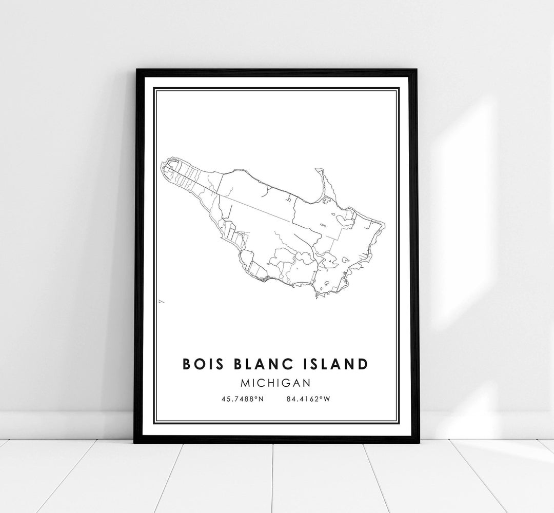 Bois Blanc Island Map Print Poster Canvas Michigan Map Print Poster