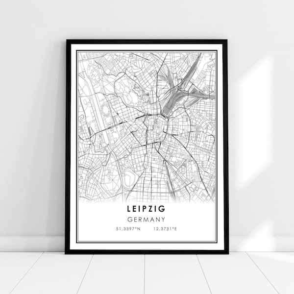 Leipzig map print poster canvas | Germany map print poster canvas | Leipzig city map print poster canvas