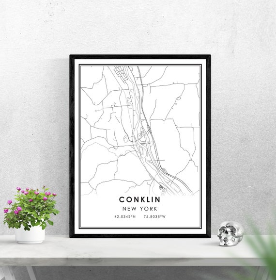 Conklin map print poster canvas Conklin New York Street map Etsy