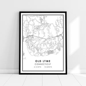 Old Lyme map print poster canvas | Connecticut Old Lyme  map print poster canvas | Old Lyme map print poster canvas