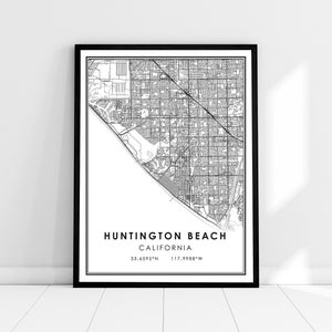 Huntington Beach map print poster canvas | California map print poster canvas | Huntington Beach city map print poster canvas
