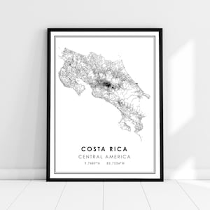 Costa Rica map print poster canvas | Costa Rica country  roadmap print poster canvas