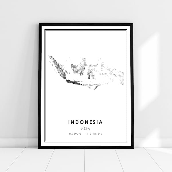 Indonesia map print poster canvas | Asia map print poster canvas | Indonesia road map print poster canvas