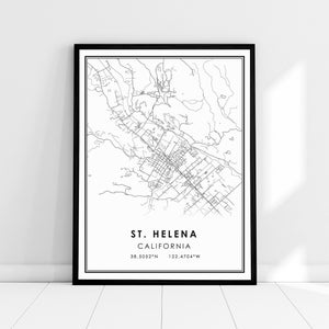 St Helena California map print poster canvas | St Helena city map print poster canvas