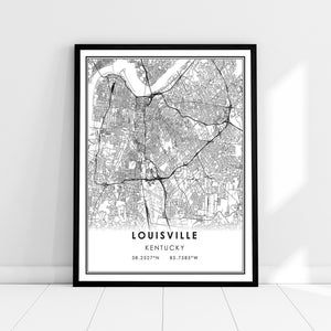 Louisville map print poster canvas | Kentucky map print poster canvas | Louisville city map print poster canvas