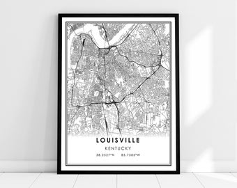 Louisville map print poster canvas | Kentucky map print poster canvas | Louisville city map print poster canvas