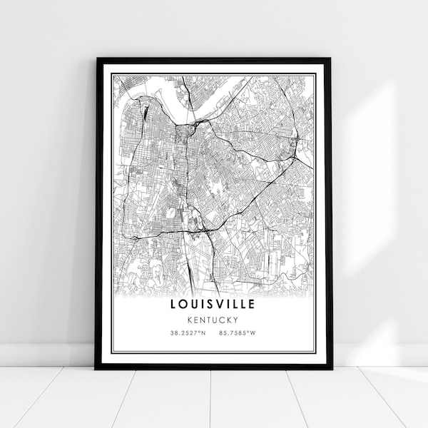 Louisville map print poster canvas | Kentucky map print poster canvas | Louisville city map print poster canvas