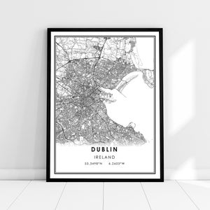 Dublin map print poster canvas | Ireland map print poster canvas | Dublin city map print poster canvas