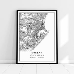 Durban South Africa map print poster canvas | Durban South Africa map print poster canvas | Durban South Africa city map print poster canvas