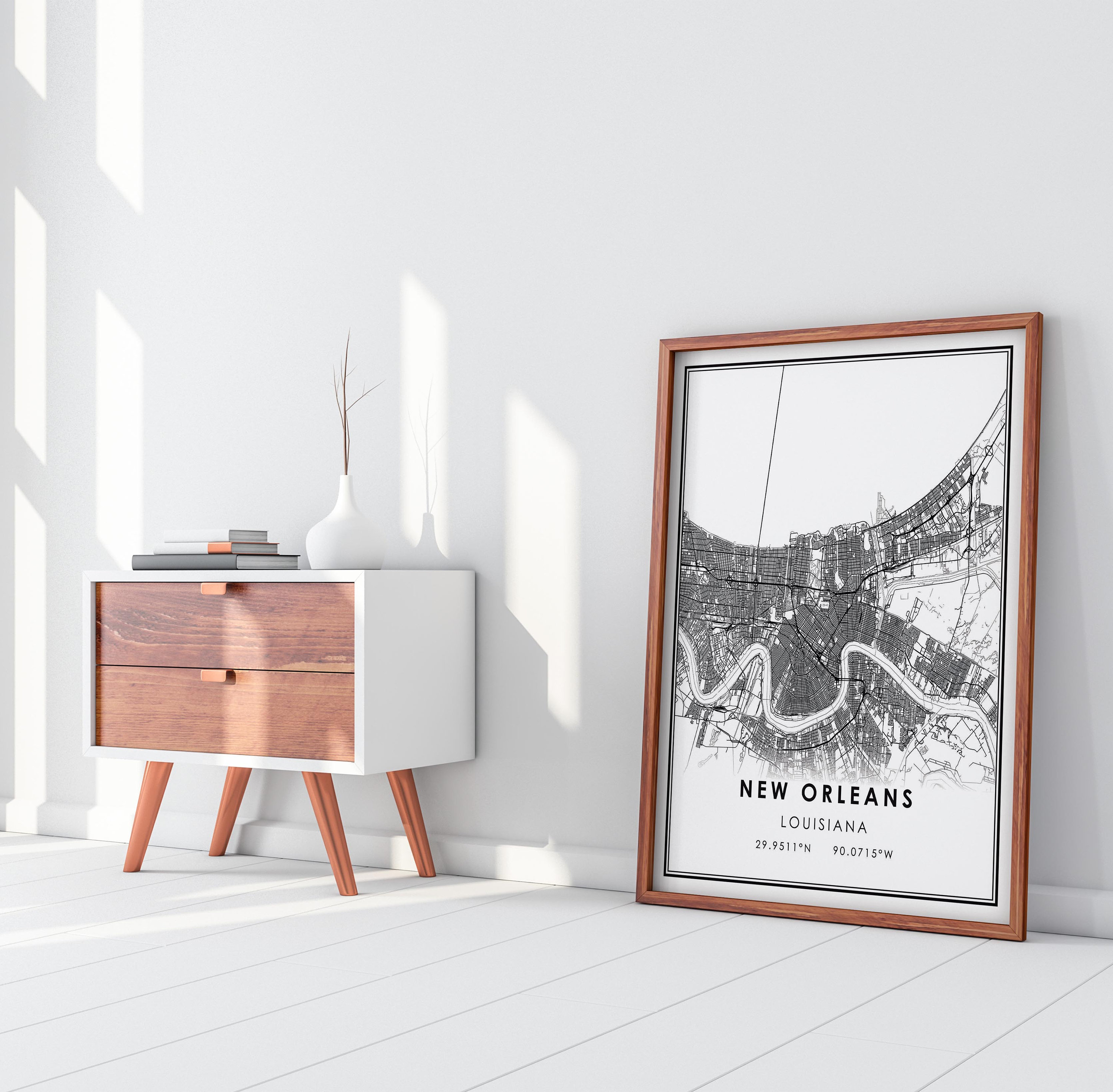 New Orleans Map Print Poster Canvas Louisiana Map Print | Etsy