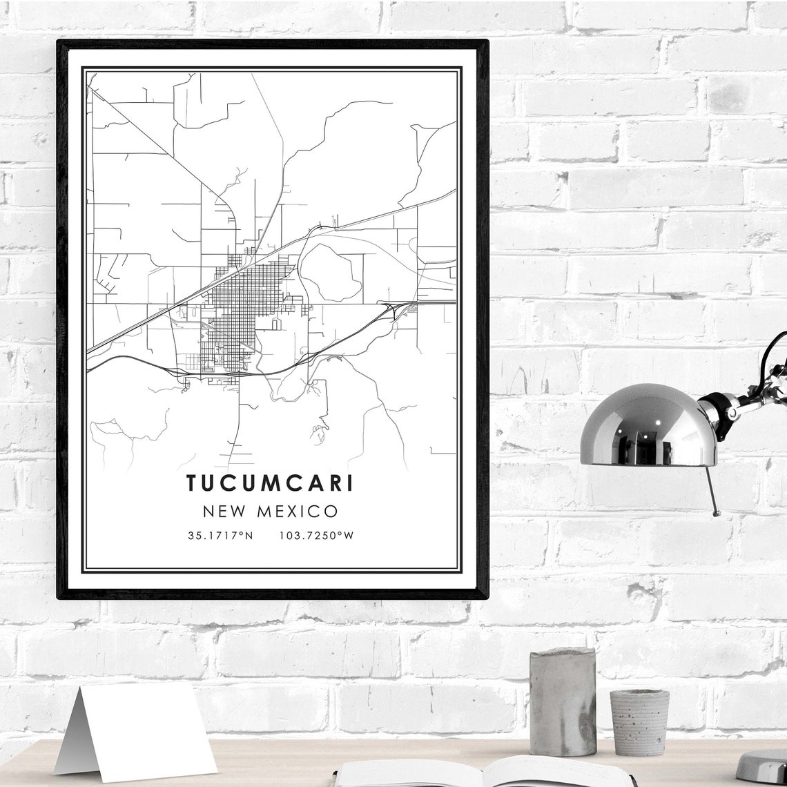 Tucumcari map print poster canvas New Mexico Street map Etsy