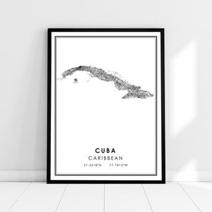 Cuba map print poster canvas | Caribbean map print poster canvas | Cuba city map print poster canvas