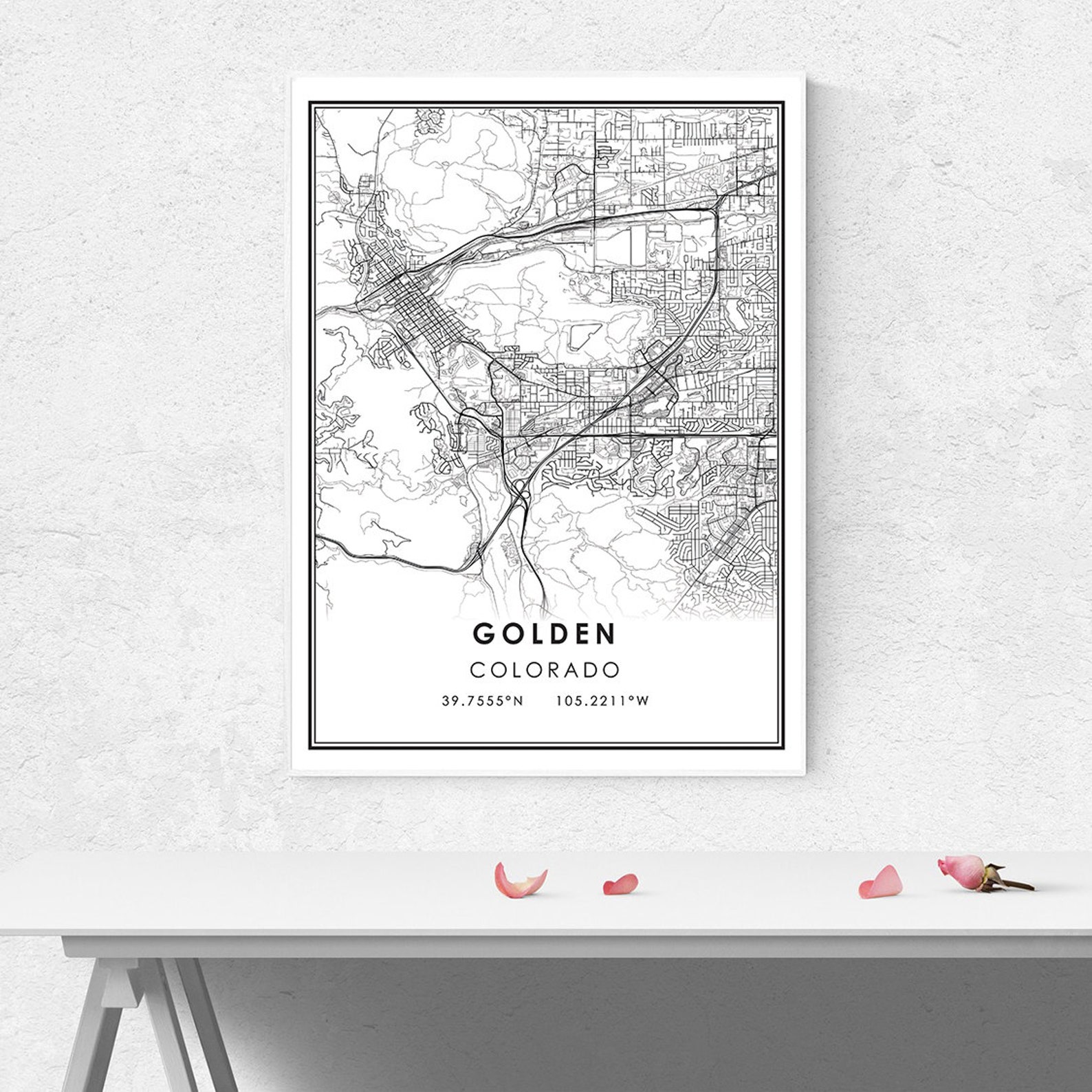Golden Map Print Poster Canvas Colorado Map Print Poster | Etsy