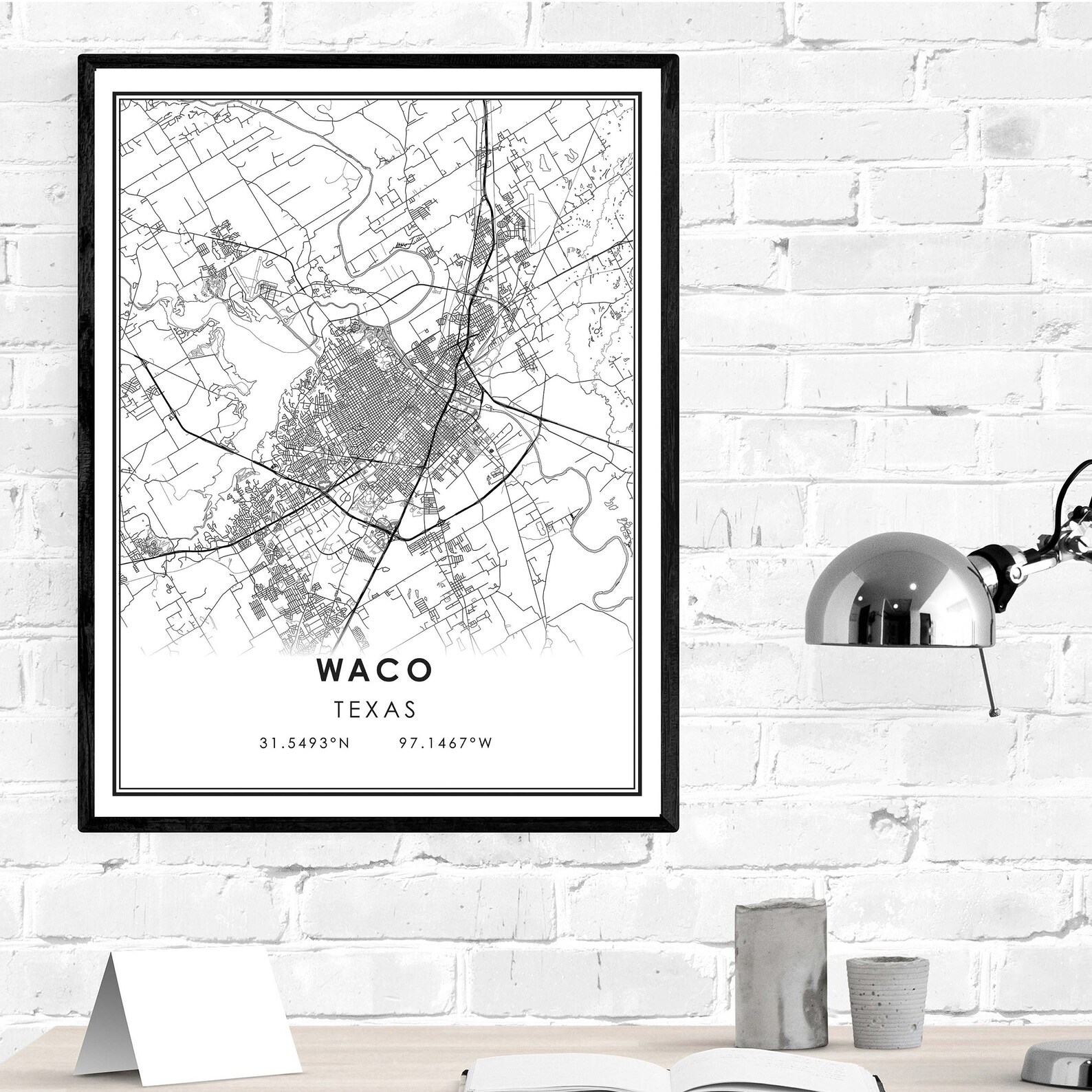 Waco map print poster canvas Texas Street map Waco city | Etsy
