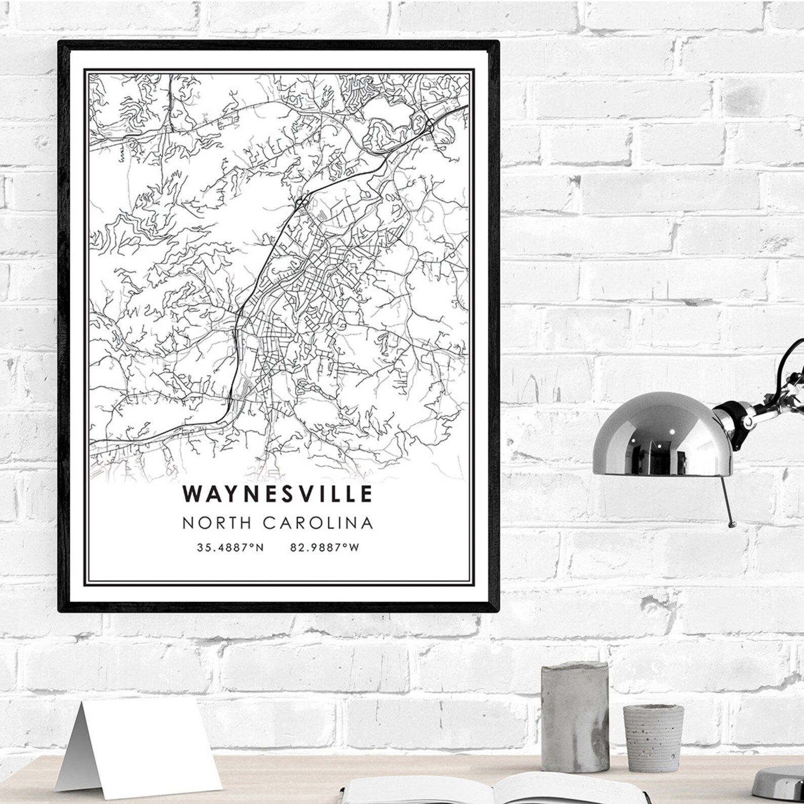 Waynesville map print poster canvas North Carolina map print Etsy