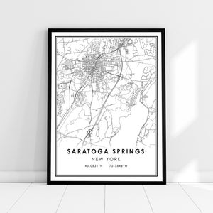 Toile d'affiche d'impression de carte de Saratoga Springs | Toile d'affiche d'impression de carte de Saratoga Springs | Saratoga Springs ville carte impression affiche toile