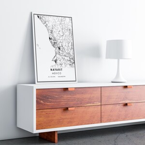 Nayarit map print poster canvas Mexico map print poster canvas Nayarit city map print poster canvas afbeelding 7