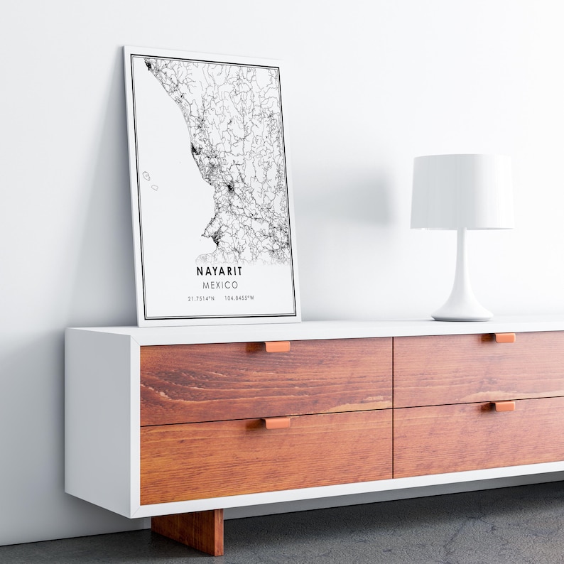 Nayarit map print poster canvas Mexico map print poster canvas Nayarit city map print poster canvas afbeelding 7