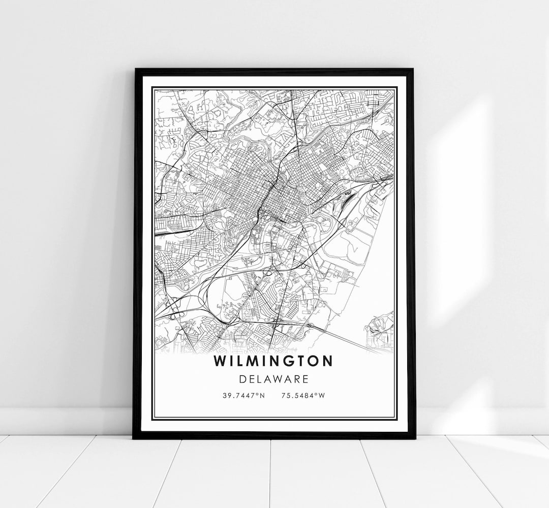 Wilmington Delaware Map Print Poster Canvas | Delaware Wilmington Map Print Poster Canvas ...